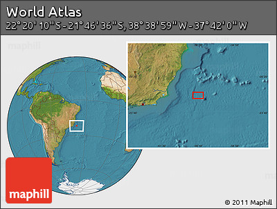 Satellite Location Map of the Area around 22° 3' 23" S, 38° 10' 29" W