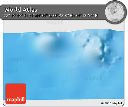 Physical 3D Map of the Area around 22° 3' 23" S, 39° 10' 29" E