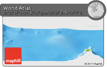 Physical Panoramic Map of the Area around 22° 3' 23" S, 40° 1' 29" E