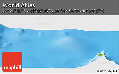 Physical Panoramic Map of the Area around 22° 3' 23" S, 40° 1' 29" E