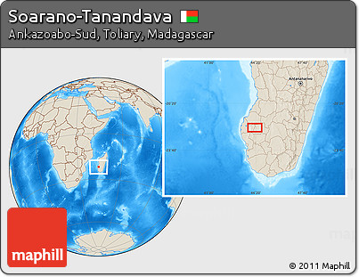 Shaded Relief Location Map of Soarano-Tanandava