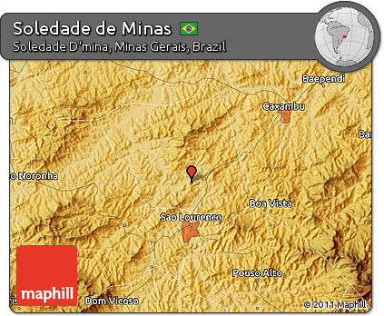 Physical Map of Soledade De Minas