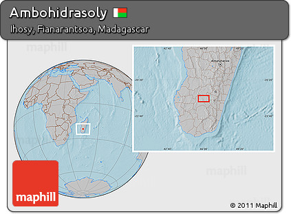Gray Location Map of Ambohidrasoly, hill shading