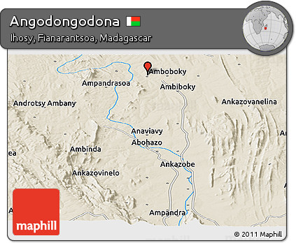 Shaded Relief Panoramic Map of Angodongodona
