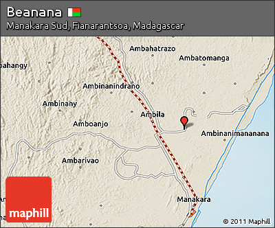 Shaded Relief 3D Map of Beanana