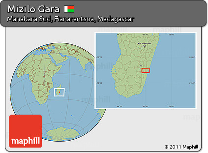 Savanna Style Location Map of Mizilo Gara