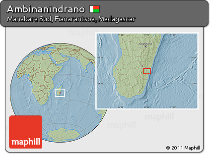 Savanna Style Location Map of Ambinanindrano, hill shading