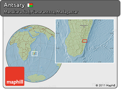 Savanna Style Location Map of Antsary, hill shading