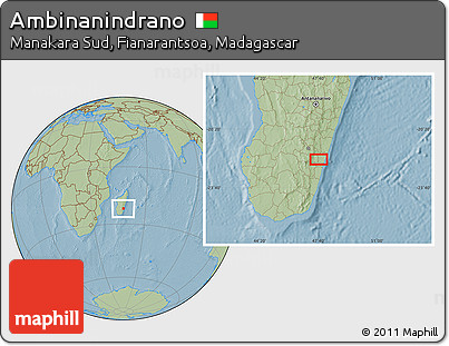 Savanna Style Location Map of Ambinanindrano, hill shading