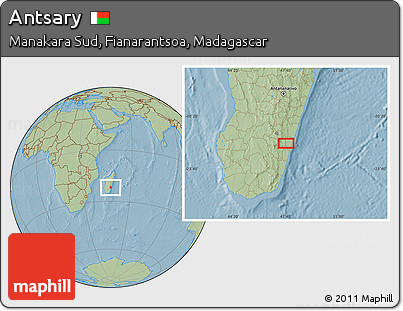 Savanna Style Location Map of Antsary, hill shading