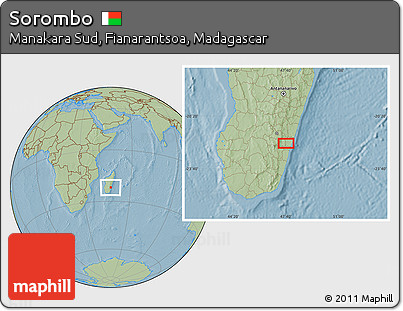 Savanna Style Location Map of Sorombo, hill shading