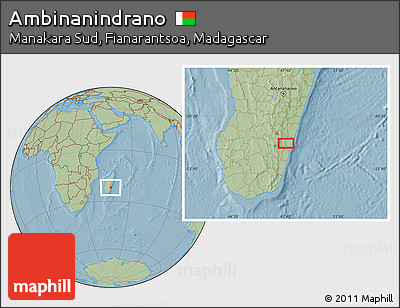Savanna Style Location Map of Ambinanindrano, hill shading
