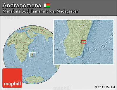 Savanna Style Location Map of Andranomena, hill shading