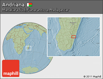 Savanna Style Location Map of Andriana, hill shading