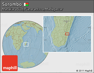 Savanna Style Location Map of Sorombo, hill shading