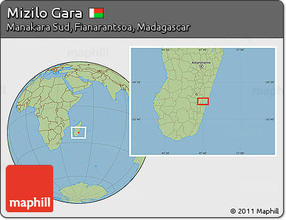 Savanna Style Location Map of Mizilo Gara