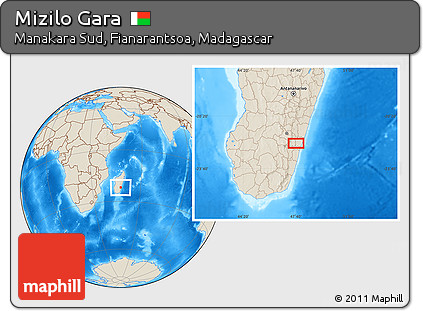 Shaded Relief Location Map of Mizilo Gara