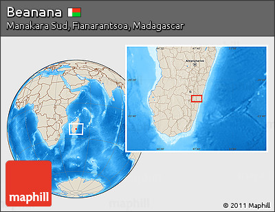 Shaded Relief Location Map of Beanana