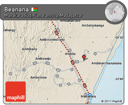 Shaded Relief Map of Beanana