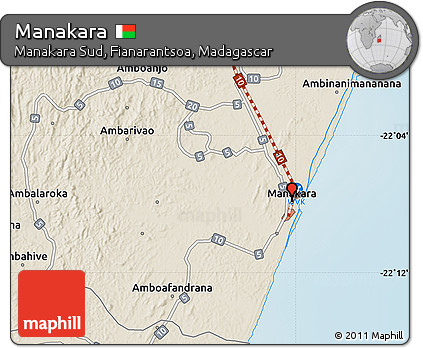 Shaded Relief Map of Manakara