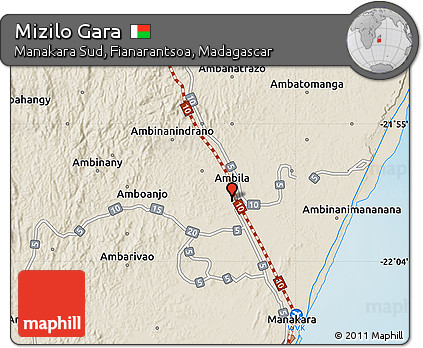 Shaded Relief Map of Mizilo Gara