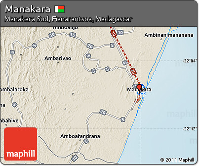 Shaded Relief Map of Manakara