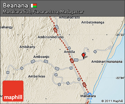 Shaded Relief Map of Beanana