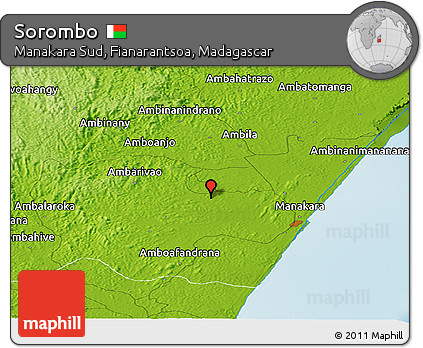 Physical Panoramic Map of Sorombo