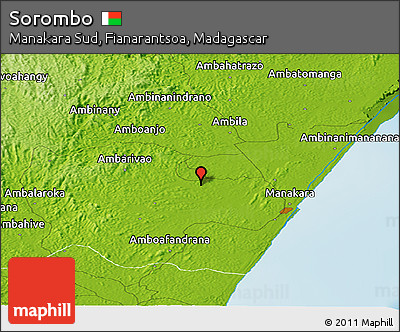 Physical Panoramic Map of Sorombo