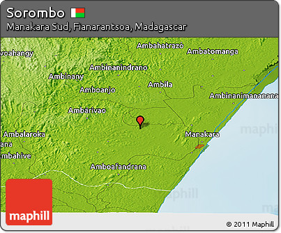 Physical Panoramic Map of Sorombo