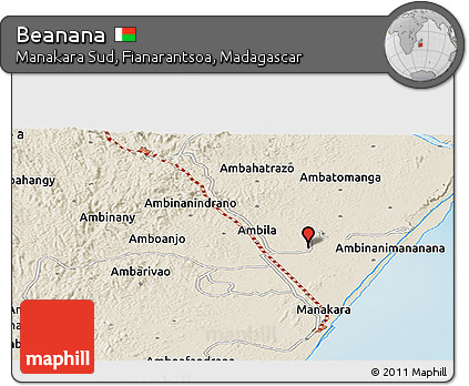 Shaded Relief Panoramic Map of Beanana