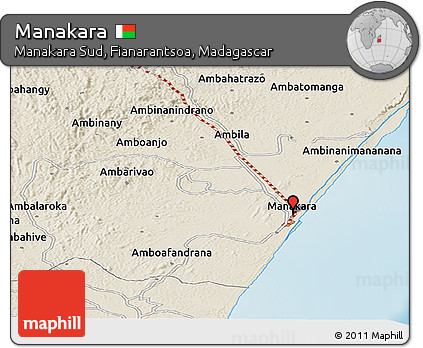 Shaded Relief Panoramic Map of Manakara