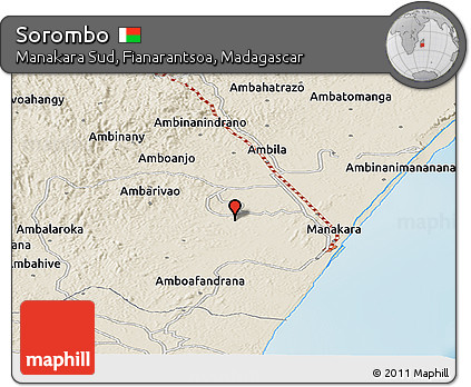 Shaded Relief Panoramic Map of Sorombo