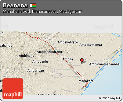 Shaded Relief Panoramic Map of Beanana