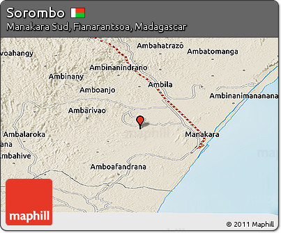 Shaded Relief Panoramic Map of Sorombo