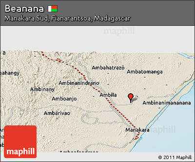 Shaded Relief Panoramic Map of Beanana