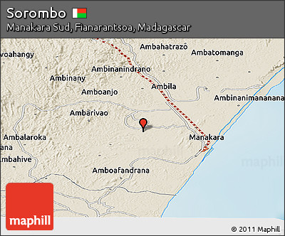 Shaded Relief Panoramic Map of Sorombo