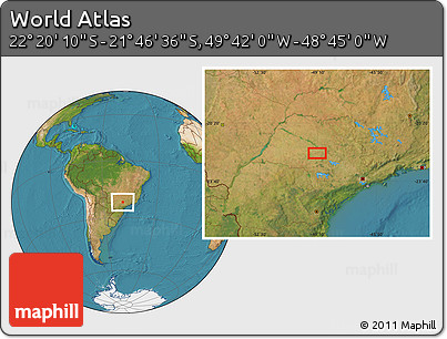 Satellite Location Map of the Area around 22° 3' 23" S, 49° 13' 30" W