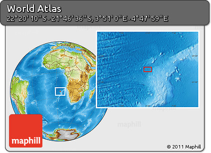 Physical Location Map of the Area around 22° 3' 23" S, 4° 19' 30" E