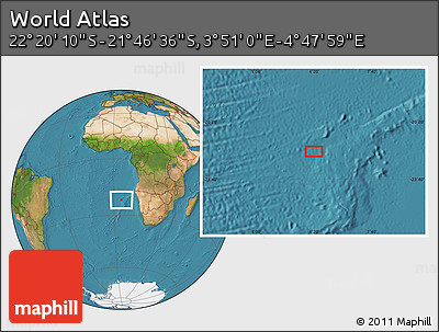 Satellite Location Map of the Area around 22° 3' 23" S, 4° 19' 30" E