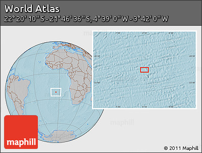 Gray Location Map of the Area around 22° 3' 23" S, 4° 10' 30" W, hill shading