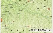 Physical Map of the area around 22° 3' 23" S, 50° 55' 29" W
