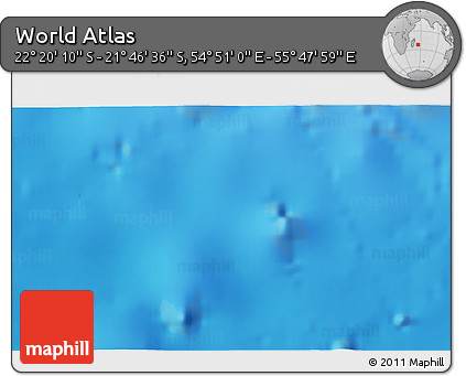 Physical 3D Map of the Area around 22° 3' 23" S, 55° 19' 30" E