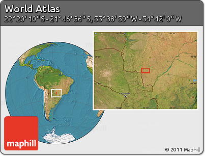 Satellite Location Map of the Area around 22° 3' 23" S, 55° 10' 29" W
