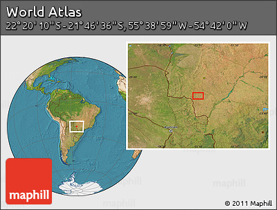Satellite Location Map of the Area around 22° 3' 23" S, 55° 10' 29" W