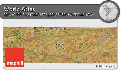 Satellite Panoramic Map of the Area around 22° 3' 23" S, 55° 10' 29" W