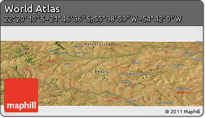 Satellite Panoramic Map of the Area around 22° 3' 23" S, 55° 10' 29" W