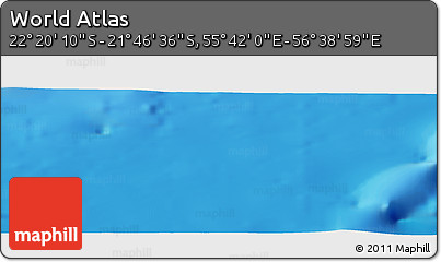 Physical Panoramic Map of the Area around 22° 3' 23" S, 56° 10' 29" E