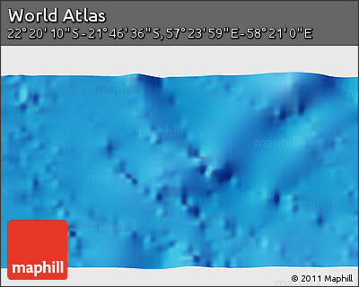 Physical 3D Map of the Area around 22° 3' 23" S, 57° 52' 30" E