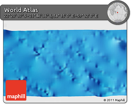Physical 3D Map of the Area around 22° 3' 23" S, 58° 43' 30" E
